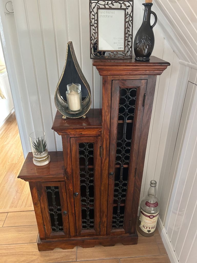 Unique Mango Wooden Stepped Storage Cabinet – Good Condition