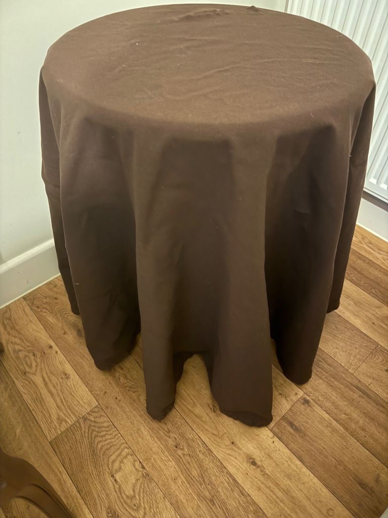 Table cloth brown cotton round 178cm 