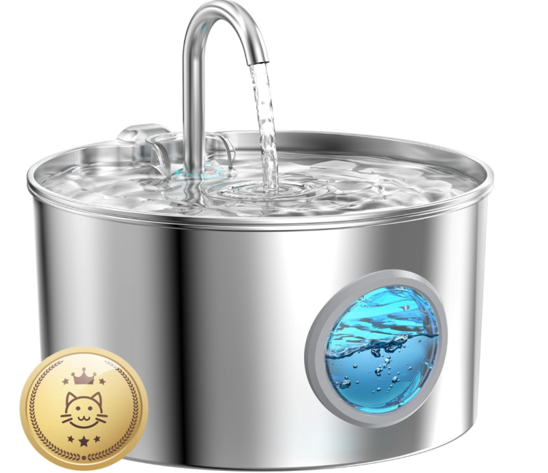 Stainless Steel Cat Water Fountain 2.2L – Quiet, Filtered, Brand New & Boxed