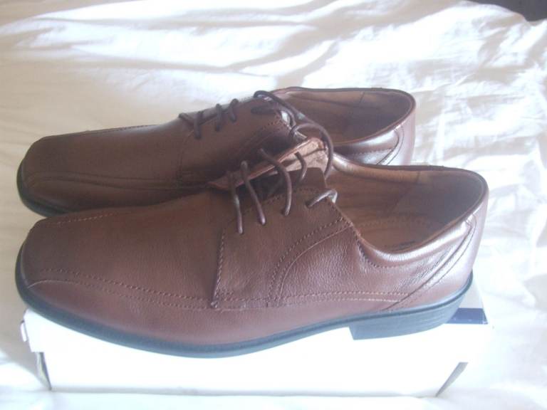 Mens Brown Leather Lace-up Shoes –  New
