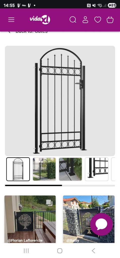 BLACK Fence Gate with Arched Top