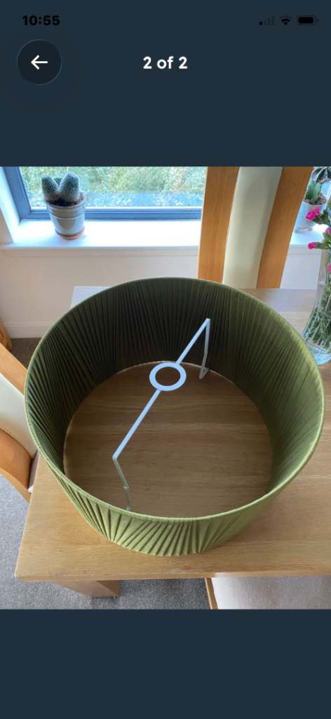 Green Pleated Fabric Lampshade – Good Condition