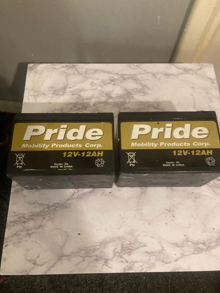 Pride Mobility 12V-12AH Batteries - Pair, Good Condition