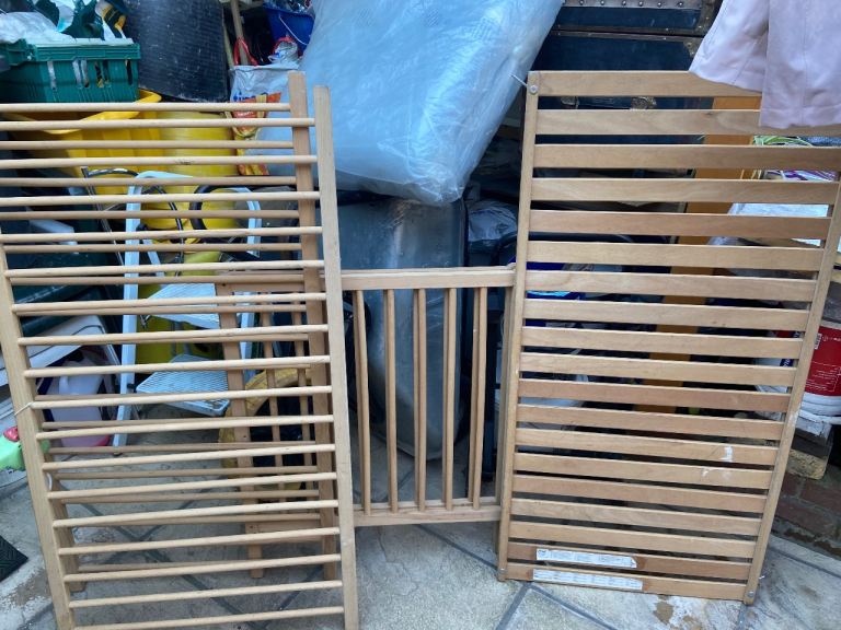 IKEA Solid Beech Wooden Cot Bed Frame (120x60cm) + Mattress