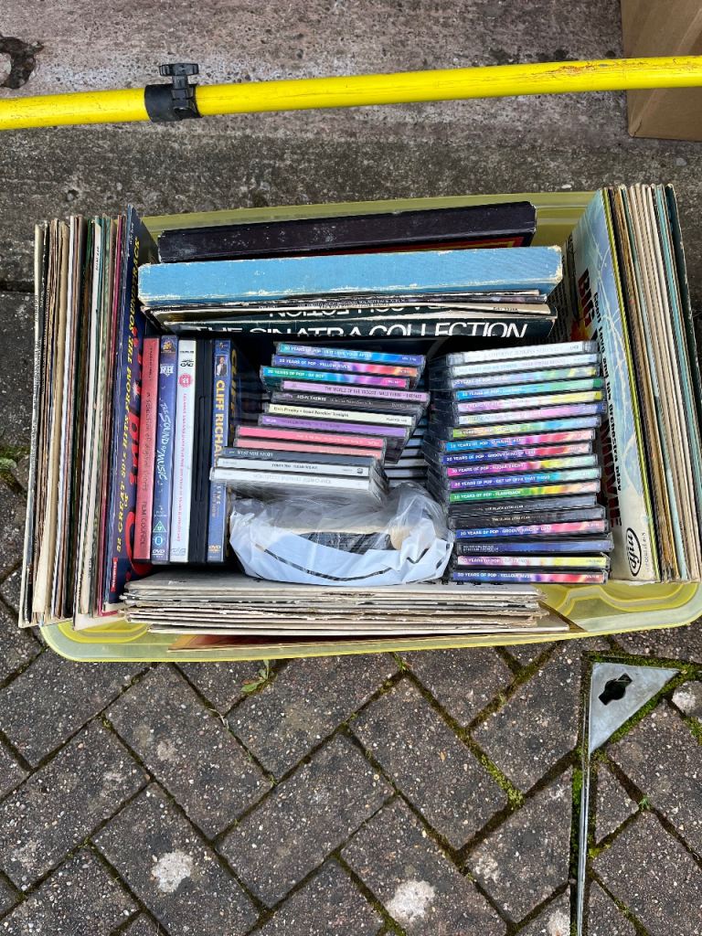 Boot sale joblot CDs vinyl dvds records music collection 