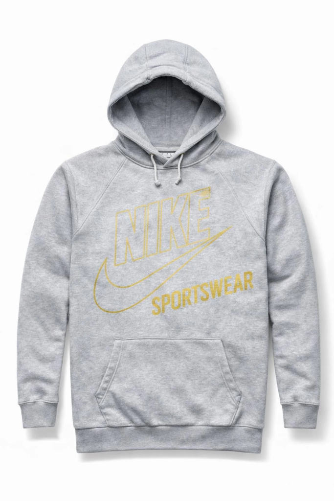 Nike Grey Gold Hoodie Womens UK 16 XL Long Pullover Sweatshirt