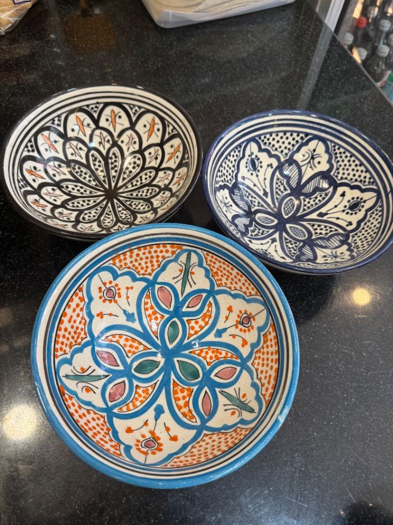 Set of 3 Hand-Painted Ceramic Bowls – Decorative & Functional