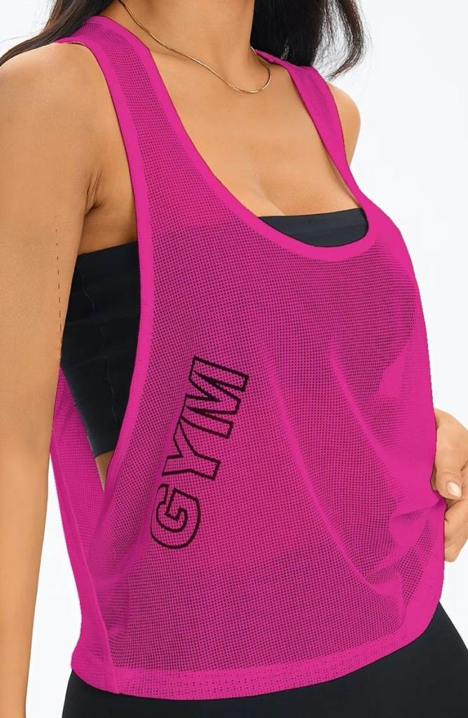 Pink Mesh Open Side Gym Vest Tank Top – Label L Fits Medium M UK 10/12 Workout