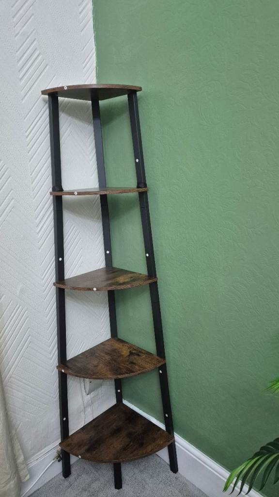 Corner 5 Tier Shelf Ladder Shelf Storage Unit Plant Holder for Living Room