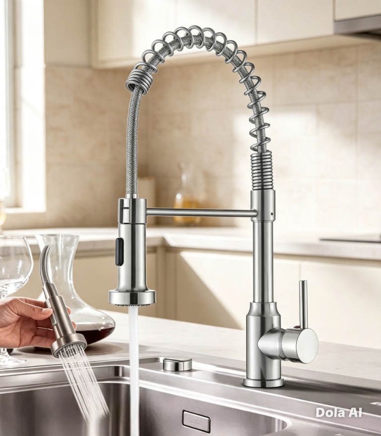 Kitchen Mixer Tap Dual Spout Spray Single Lever 360