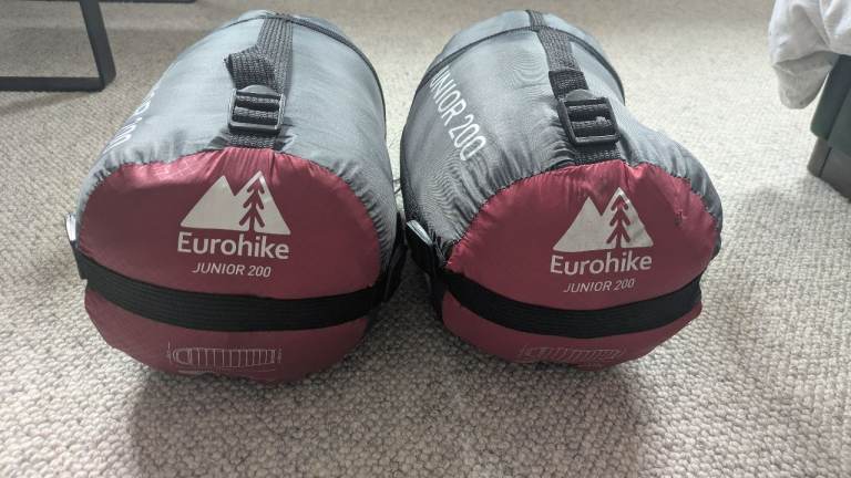 2x Eurohike Junior 200 Sleeping Bag – Good Condition, Washed