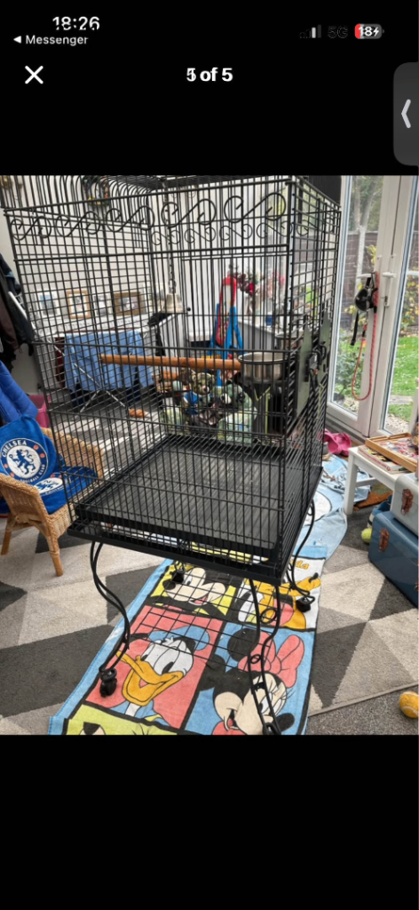 Large bird cage with stand