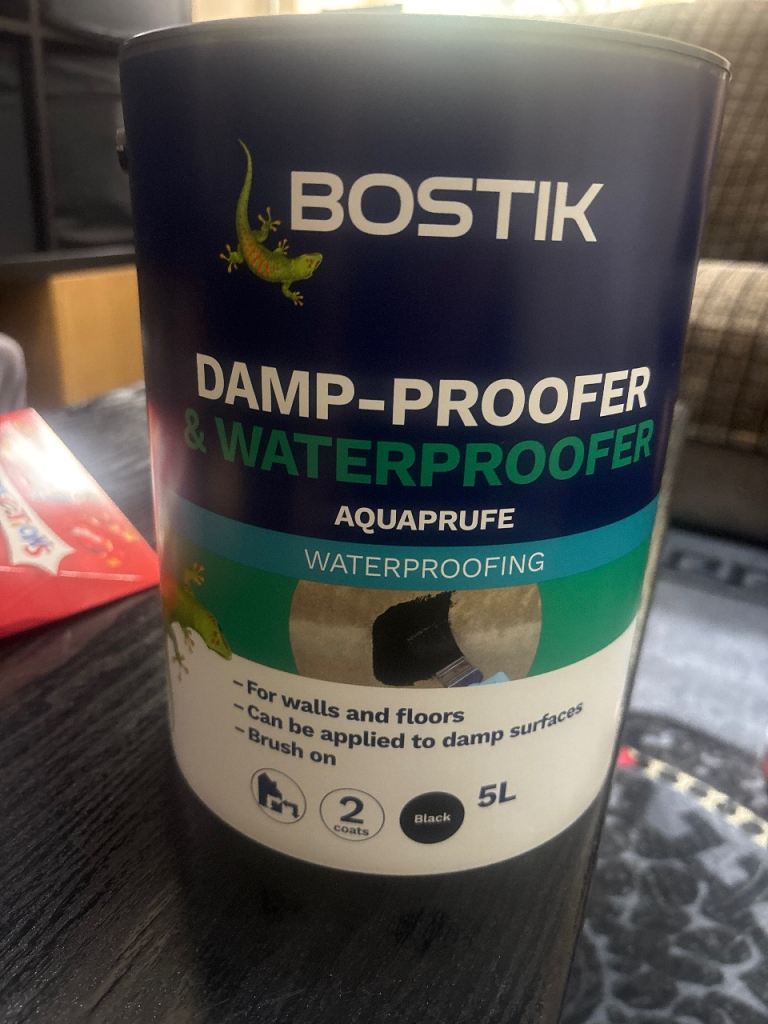 New 5L Bostik Aquaprufe Damp-Proofer & Waterproofer in Black