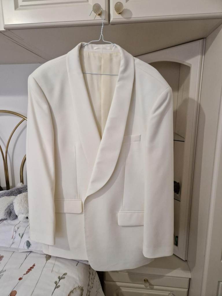 Ivory Shawl Collar Dinner Jacket | Wool Blend Cream Tuxedo