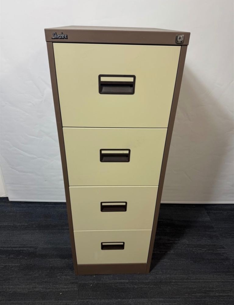 Silverline Cream And Brown Filling Cabinet 