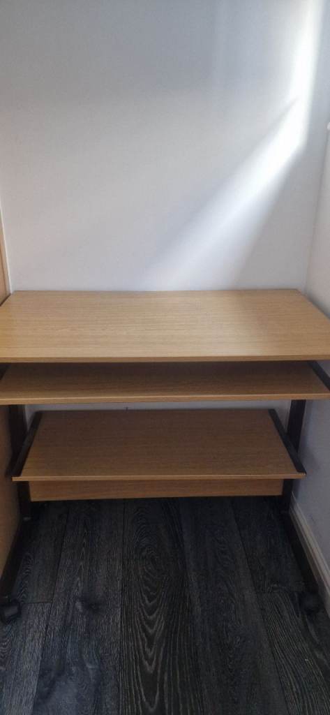 Quick Sale - Wooden Computer Desk with Shelves and movable wheels (Excellent Condition)