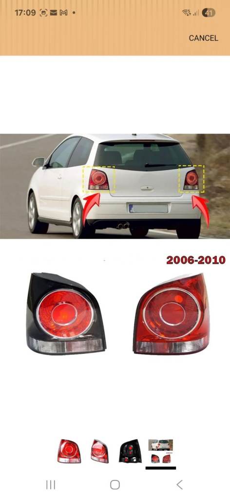 VW polo tail lamps 
