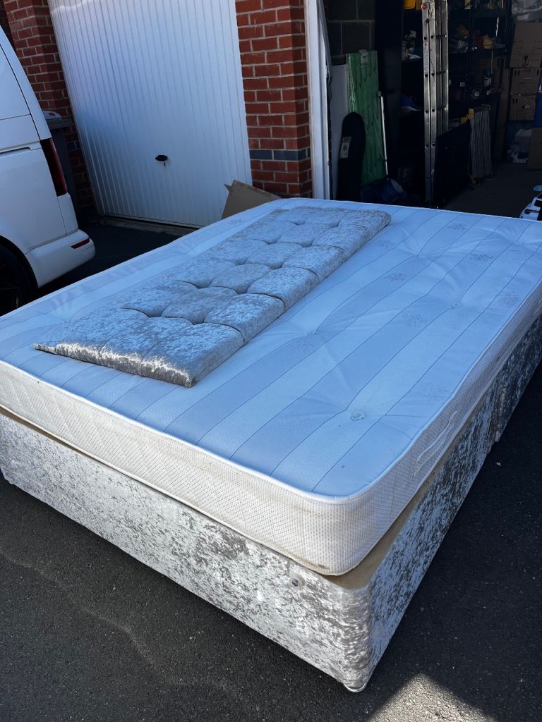 King Size Divan Bed with Mattress & Headboard - Grey