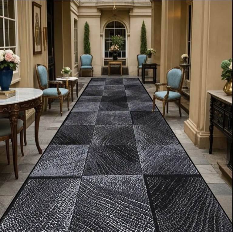 80 X 480cm Rectangular Retro Plaid Pattern Carpet Rug