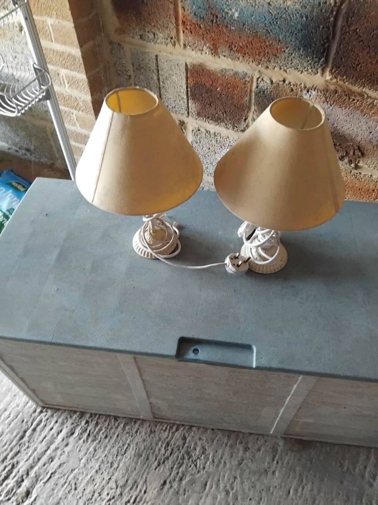 Pair of Cream Table Lamps with Fabric Shades