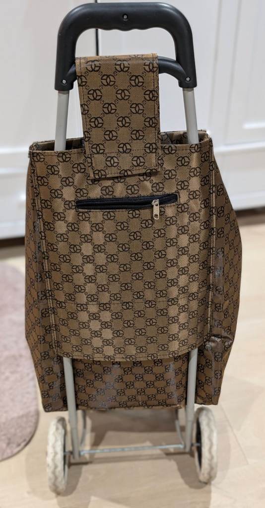 Brown Patterned Shopping Trolley Bag on Wheels