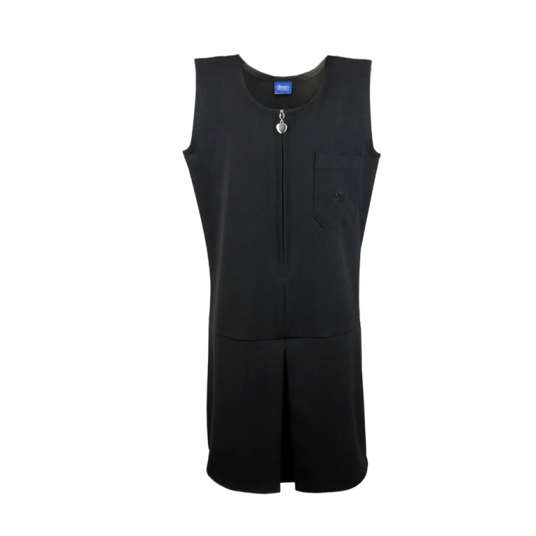  NEW BLACK Girls Heart Pocket Pleated Pinafore Kids Zip Up School Uniform Dress size15-16 Year