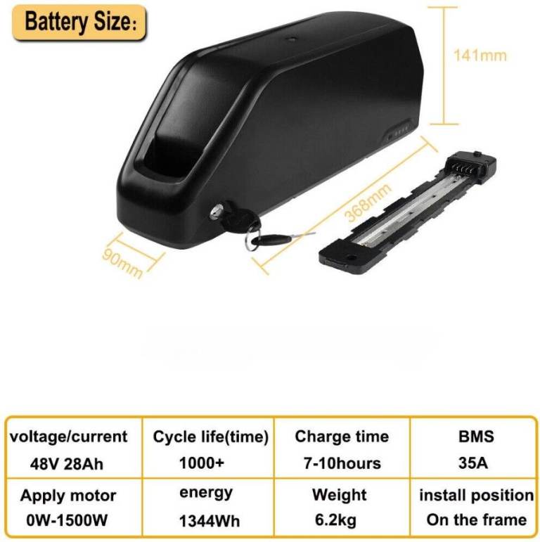 Electric Bike Battery 48V 28Ah – Black, Good Condition