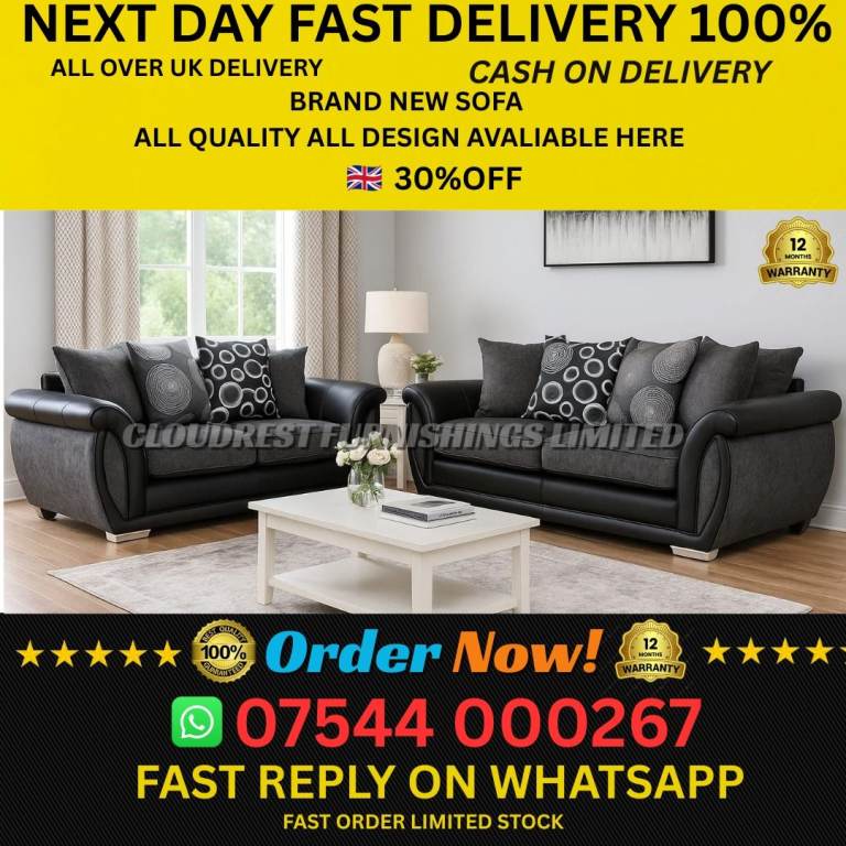 image for Stylish Shannon Corner Sofa – Brand New | Free UK Delivery