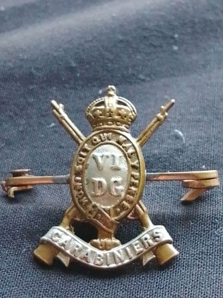 WWI 6th Dragoon Guards Carabiniers Sweetheart Brooch Pin Badge King’s Crown