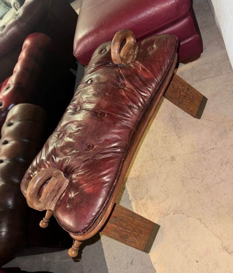 Vintage camel saddle old footstool Deliv Poss