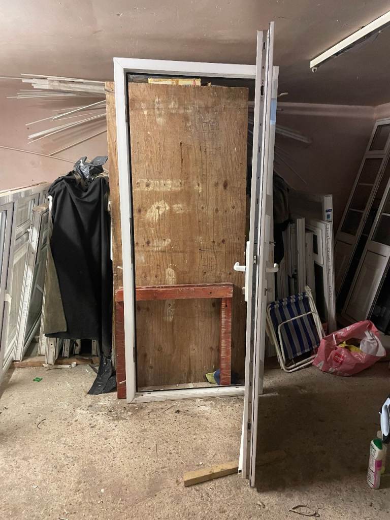 UPVC DOOR 204 x 88 OR 90 cm - UPVC DOUBLE GLAZED DOOR - OBSCURE GLASS (REF: DX199)