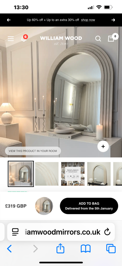 Luciana arched concrete over mantle mirror