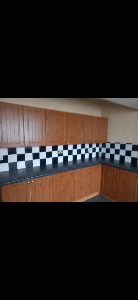 Kitchen Cabinets and Worktops - Brown Wood Finish
