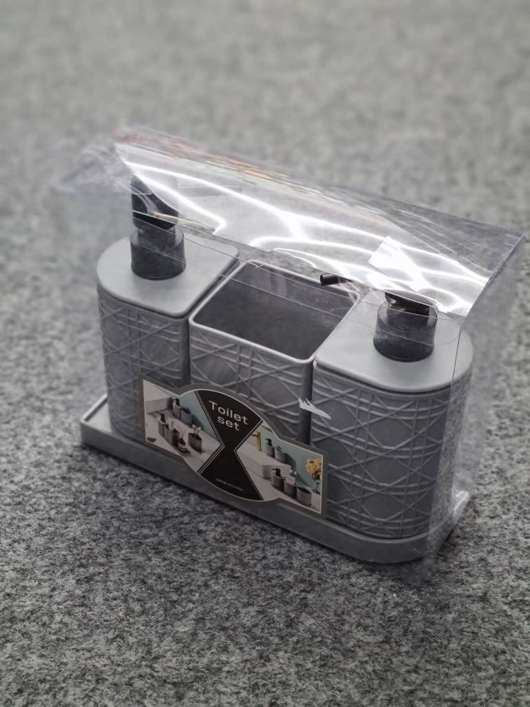 3‑Piece Bathroom Toilet Set – Soap Dispensers & Holder Tray