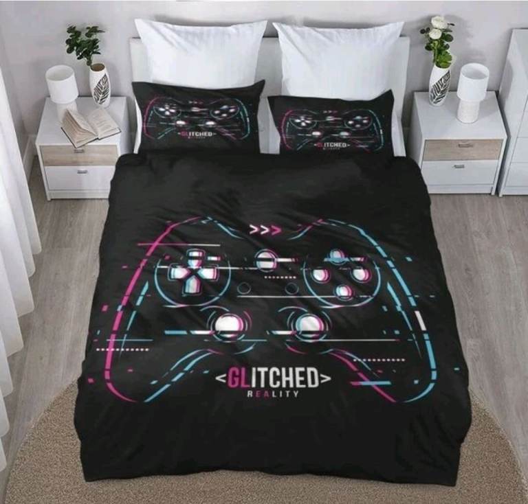 Game Glitched Reality Console Bedding Set – Single Size Duvet Cover & Pillowcase