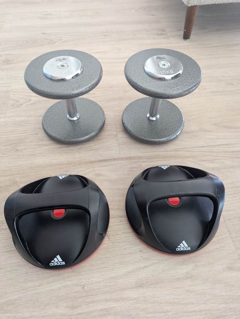 Adidas Swivel Push Up Bars + Everlast dumbbells
