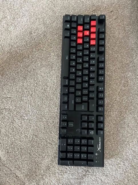 HyperX Gaming Keyboard - Black with Red Keys, Good Condition