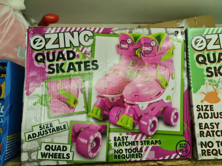 New Zinc Quad Skates – Pink, Size Adjustable
