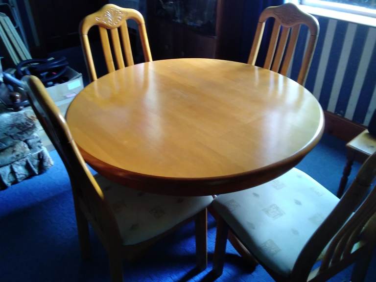 Dining room table and chairs. 
