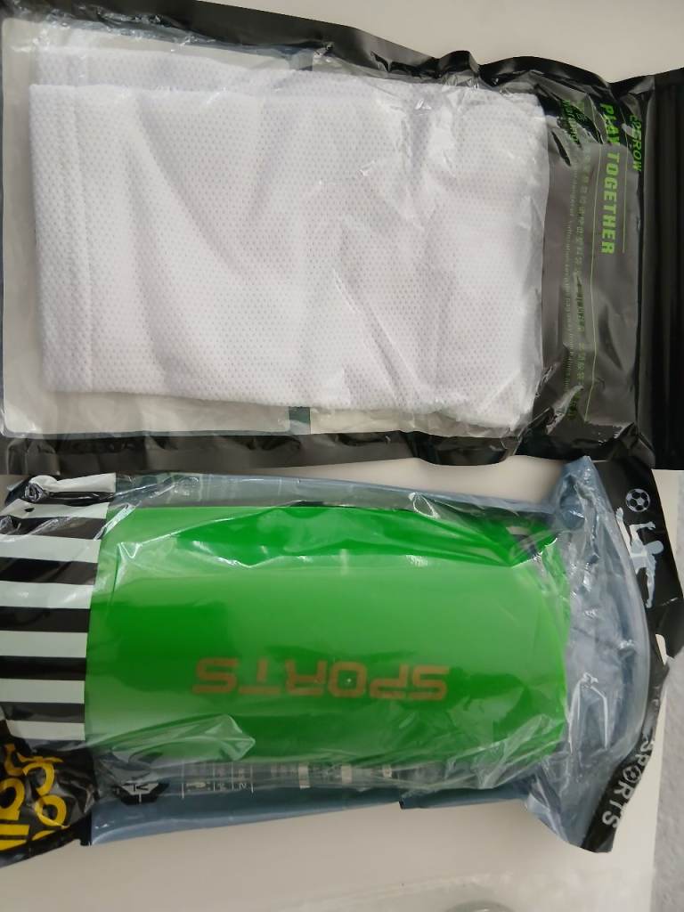 New Green Football Shin Pads with Sleeves