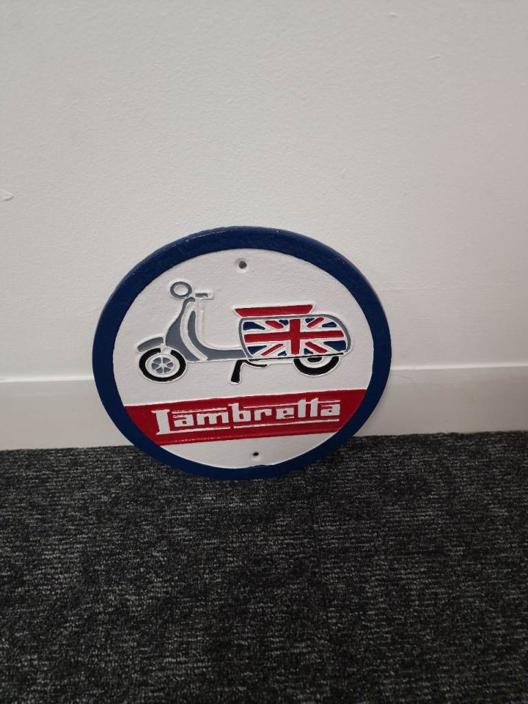 New Reproduction Lambretta Scooter - Cast Iron Automobilia Sign