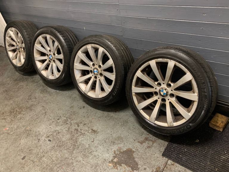 BMW 3 SERIES E90 E91 E92 F30 E46 17 INCH ALLOY WHEELS SET ALL GOOD TYRES 5x120 