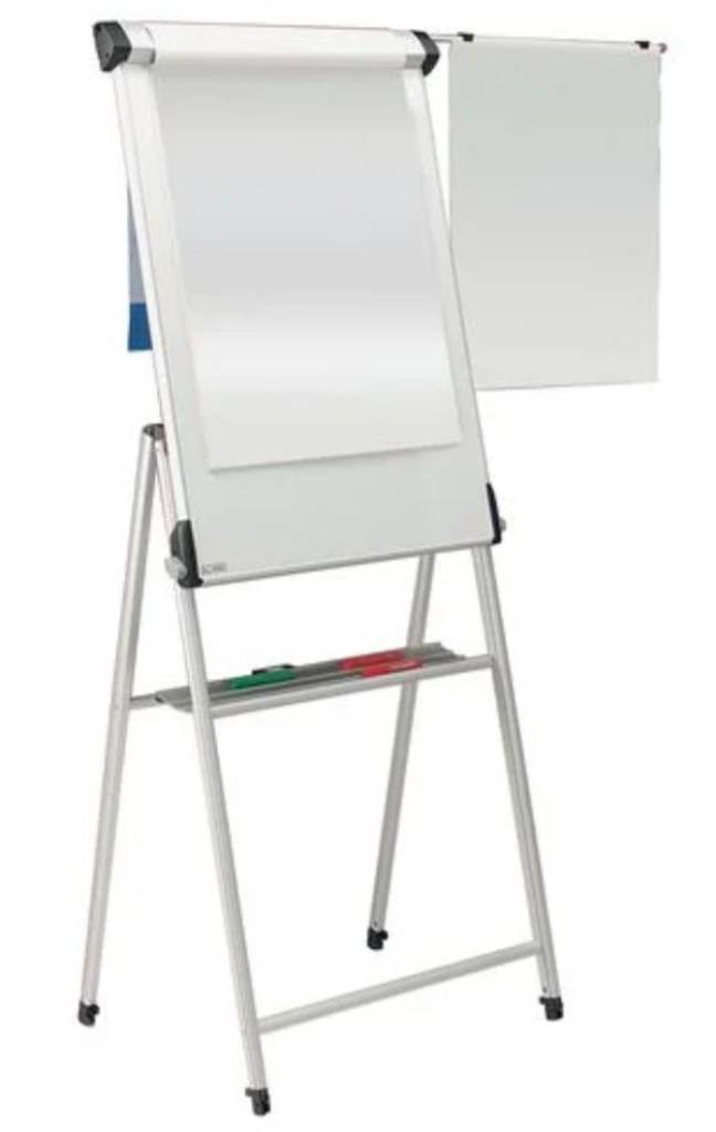 Mobile conference pro whiteboard and flipchart easel with sidearm