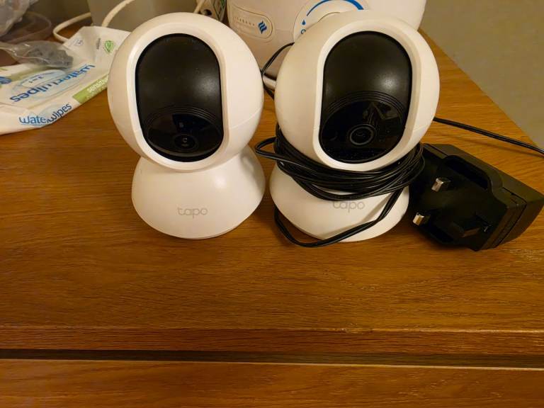 2× TP-Link Tapo C200 Pan/Tilt Security Cameras — 1080p, Night Vision