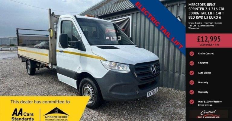 2020 Mercedes-Benz Sprinter 2.1 316 CDI 500kg Tail Lift 14ft Bed RWD L3 Euro 6 (