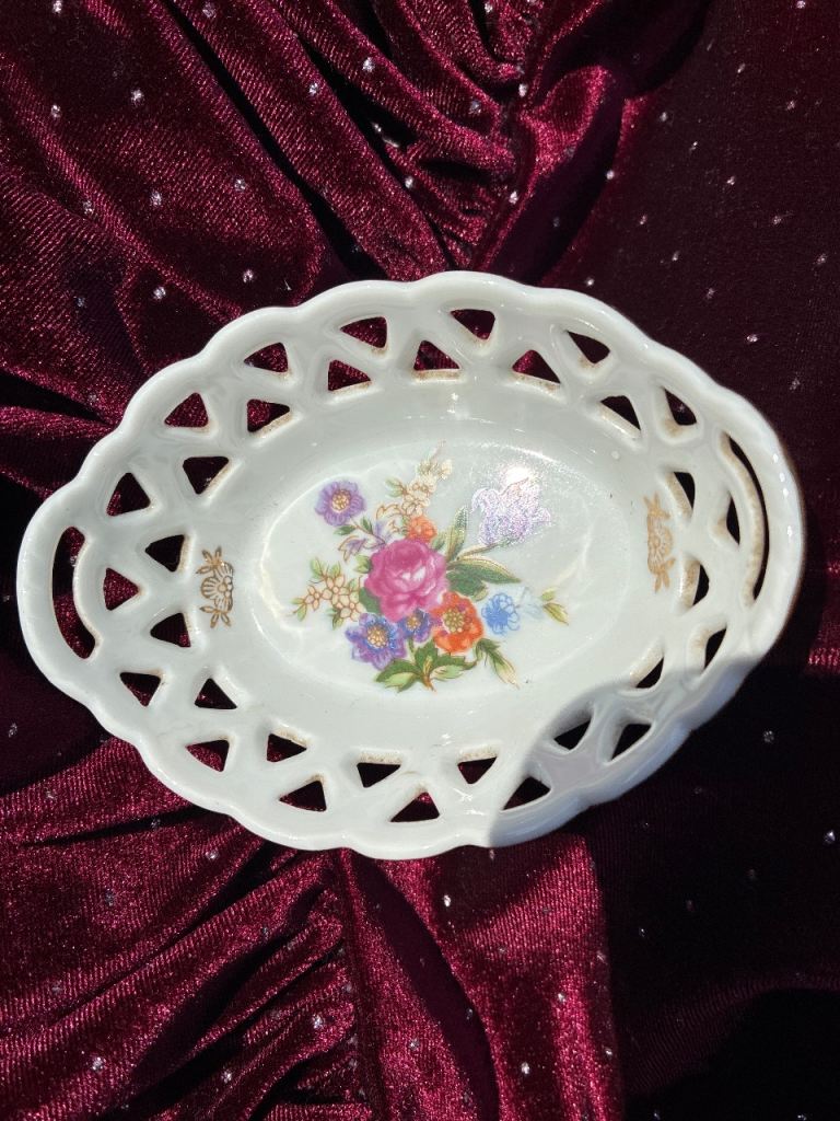 Japanese  ceramic Floral Tray – Good Condition