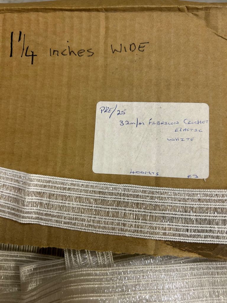 New White Elastic Fabric Tape – 1.25 inches wide, 400 metres