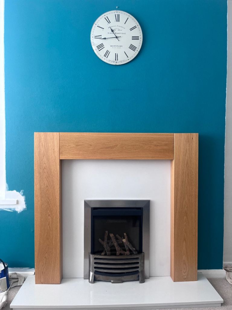 Oak Effect Fire Surround with White Hearth
