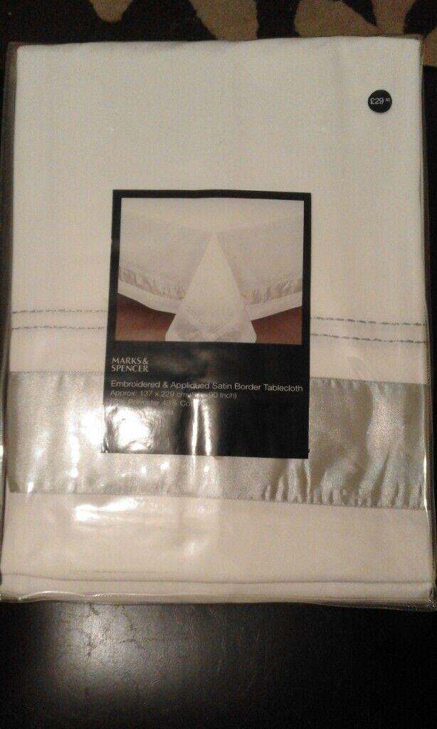Marks and Spencers, Embroidered and Appliqued Satin Table Cloth - NEW!