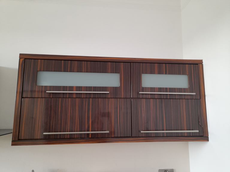 Variety of kitchen wall units High Gloss dark Wood Finish